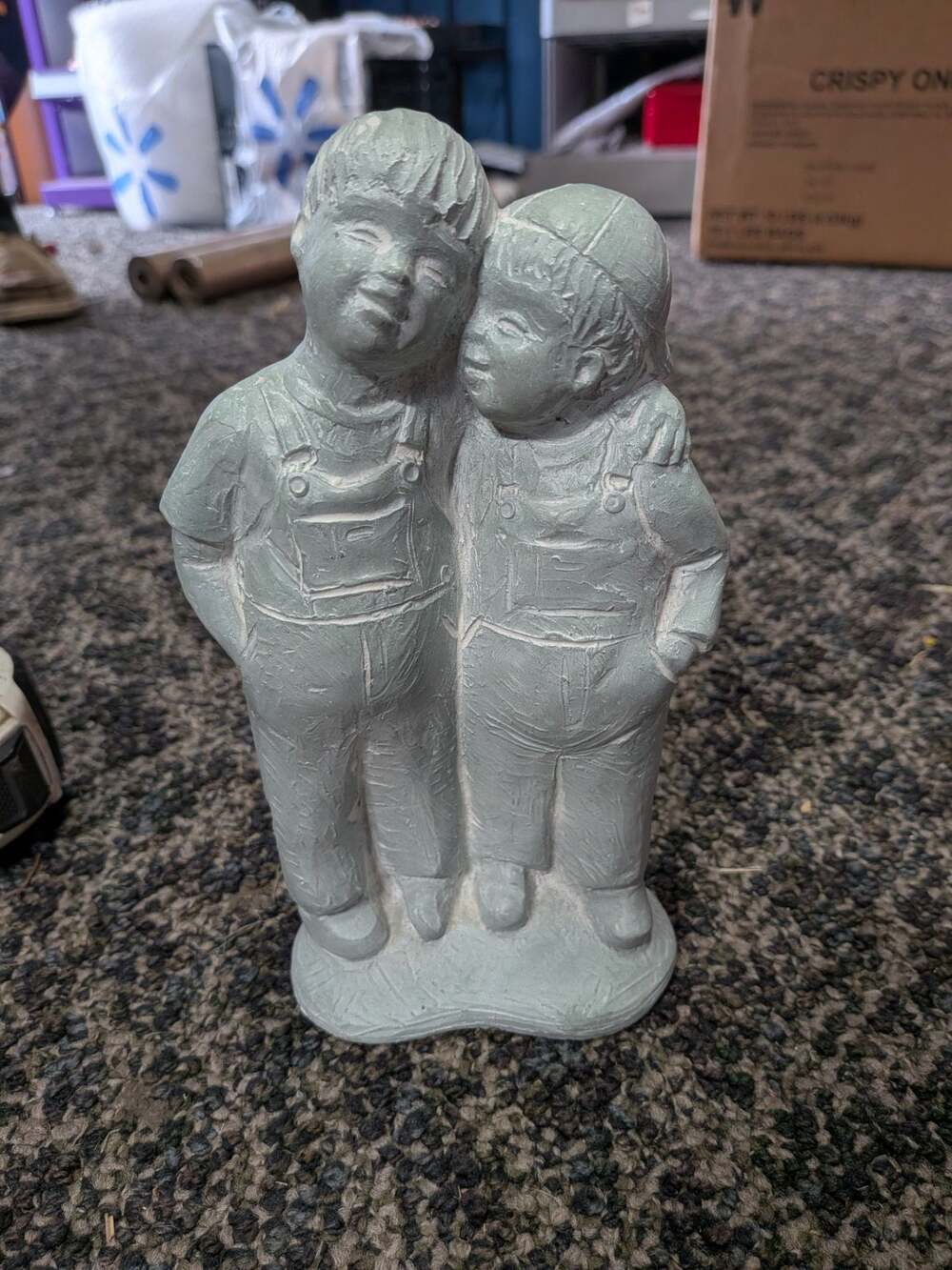 Isabel Bloom Concrete Statue Two Boys in Overalls Best Friends Sculpture 2004